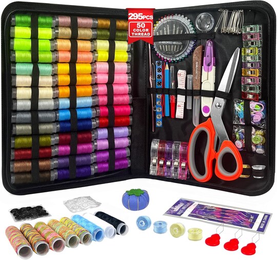 Sewing Kit for Adults, 50 Color Sewing Thread Kit, 295PCS Sewing Accessories